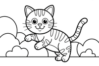 Tabby Cat climbing – Tabby Cat at Play coloring page