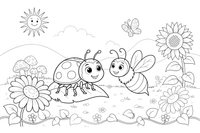 A ladybug with a bee friend – Ladybug coloring page
