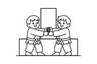 Two judo kids gripping each other's gi – Martial arts Fighters coloring page