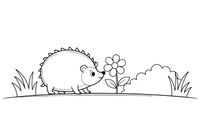 A hedgehog sniffing a flower – Hedgehog coloring page