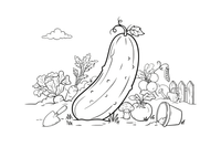 One big cucumber, close up – Vegetables Coloring Pages Fresh Set coloring page