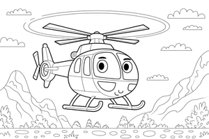 Helicopter Mountain – Helicopter Air Adventure coloring page