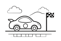 A race car with a big number on the door at the start line – Sports Cars coloring page