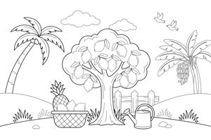 Lemons on a lemon tree – Tropical Fruits coloring page