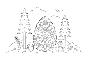 A pine cone with open scales – Nature treasures coloring page