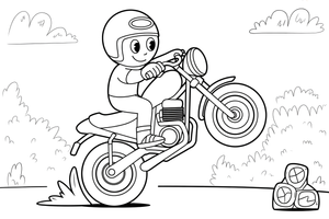Motorcycle doing a wheelie – Motorcycle Sport Stunts coloring page