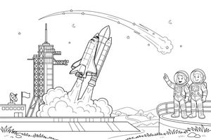 Space Shuttle Lifting Off – Space Shuttle Mission coloring page