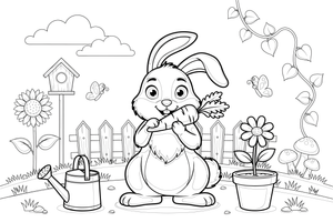 A rabbit nibbling a big carrot – Rabbit coloring page