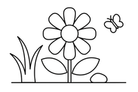 One big daisy with a round center and white petals, close up – Wildflowers coloring page