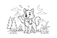A wolf on a mountain at sunset – Wild Wolf Pack coloring page