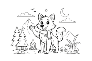 A wolf on a mountain at sunset – Wild Wolf Pack coloring page