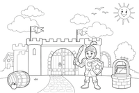 Knight guarding the castle gate – Knight Knight Campaign coloring page