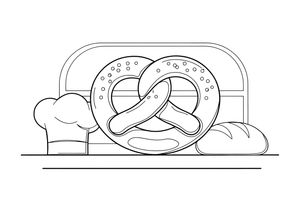 One big twisted pretzel with salt – Classic Bakery & Bread coloring page