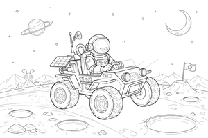 An astronaut driving a space rover – Astronaut coloring page