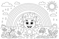 Rainbow After Rain – Rainbow Sky coloring page