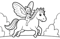 Pegasus a fairy riding on a pegasus – Pegasus Magical Flight coloring page