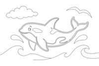 An orca (killer whale) leaping out of the water – Majestic Ocean Giants coloring page