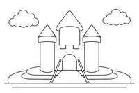 A castle with a drawbridge and gate – Castle coloring page