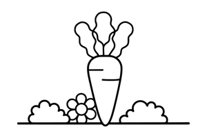A carrot with a leafy green top – Fresh Vegetables coloring page