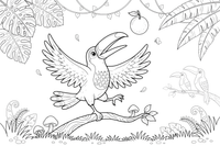 A toucan tossing a fruit into the air – Toucan coloring page
