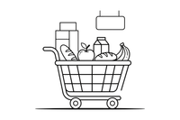 One big shopping cart full of food – Cozy Grocery Store coloring page