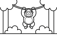 A gorilla swinging on a vine – Gorilla coloring page