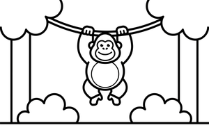 A gorilla swinging on a vine – Gorilla coloring page