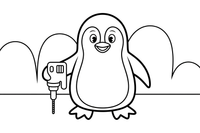 Penguin with a drill – Penguin Fix-It Crew coloring page