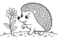 A hedgehog sniffing a flower – Hedgehog coloring page