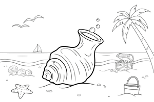 A conch shell held up like a horn – Shells & Treasures Collection coloring page