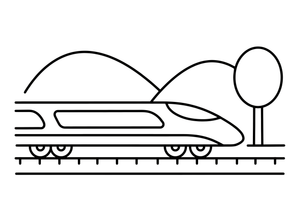 A high-speed train with a pointed nose – Rail Rail coloring page