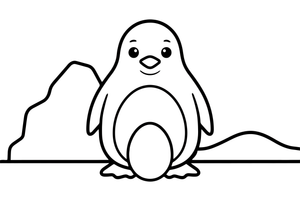 A penguin keeping an egg warm on its feet – Penguin Arctic Adventure coloring page
