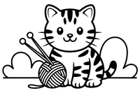 Bengal cat with knitting needles – Bengal Cat coloring page