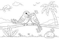 Two parrots sitting side by side – Parrot Bird coloring page