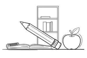A big pencil with a sharp point – Classic School & Art Supplies coloring page