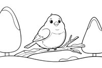 A plump bullfinch on a snowy branch (chest outlined, no fill) – Lithuanian Bird Collection coloring page