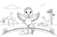 A fluffy baby flamingo chick – Flamingo Pond coloring page