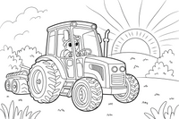 Tractor at Sunrise – Farm Tractors coloring page