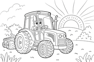 Tractor at Sunrise – Farm Tractors coloring page