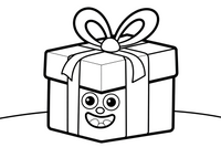 Christmas Tree wrapped gift with a bow – Christmas Winter Decorations coloring page