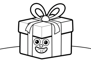 Christmas Tree wrapped gift with a bow – Christmas Winter Decorations coloring page