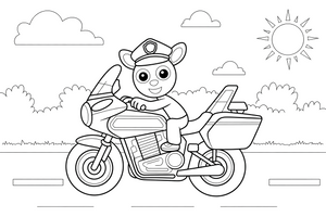 A police motorcycle – Emergency Emergency Vehicles coloring page