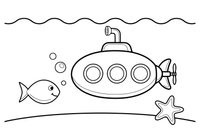 A submarine with round windows and a periscope – Deep Sea Diver Submarine coloring page