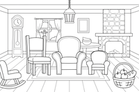 Three chairs in a row: a big one, a middle one and a little one – Goldilocks and the Three Bears Story coloring page