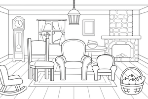 Three chairs in a row: a big one, a middle one and a little one – Goldilocks and the Three Bears Story coloring page
