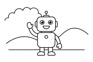 Friendly robot waving hello – Dynamic Robot Robot coloring page