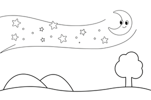 The Milky Way as a wide band of stars across the night sky – Exploring Space Objects coloring page