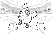 Chicken with a cheering crowd – Chicken Racing Events coloring page