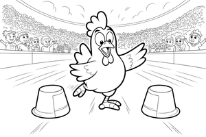 Chicken with a cheering crowd – Chicken Racing Events coloring page