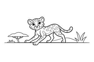 A cheetah stretching before a run – Cheetah Wild Cat coloring page
